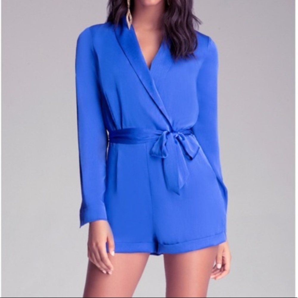 Satin tie waist romper